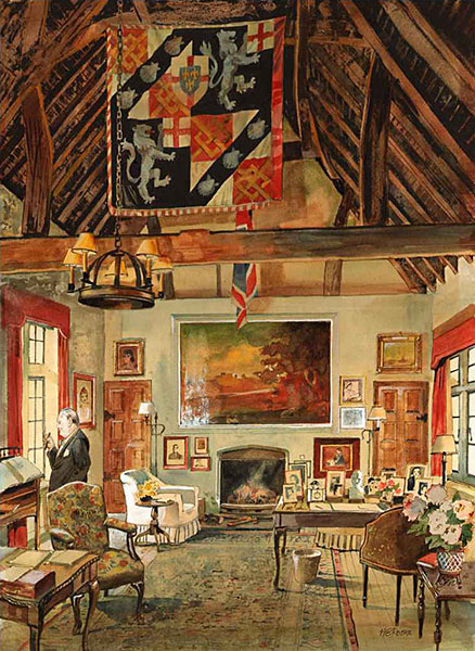 Sir Winston Churchill in his Study at Chartwell